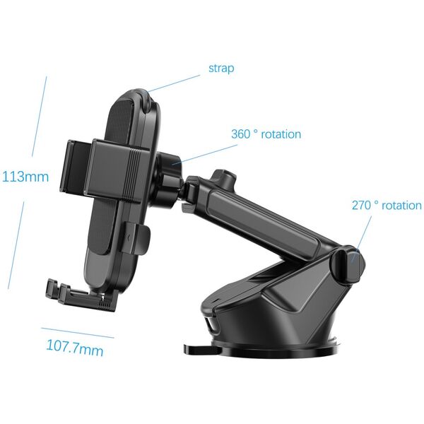 Stand for car Earldom ET-EH246,with vacuum, Universal, Black - 17777 έως 12 άτοκες Δόσεις