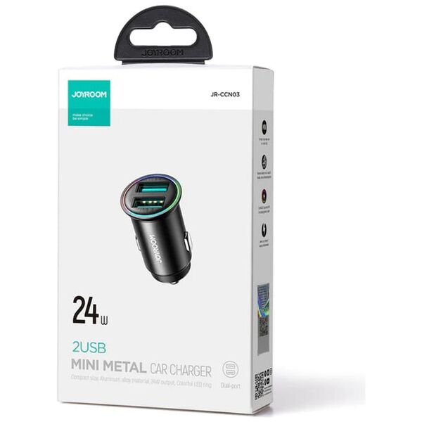 JoyRoom Auto Charger 2x USB, 24W - JoyRoom (JR-CCN03) - Black 6941237101495 έως 12 άτοκες Δόσεις