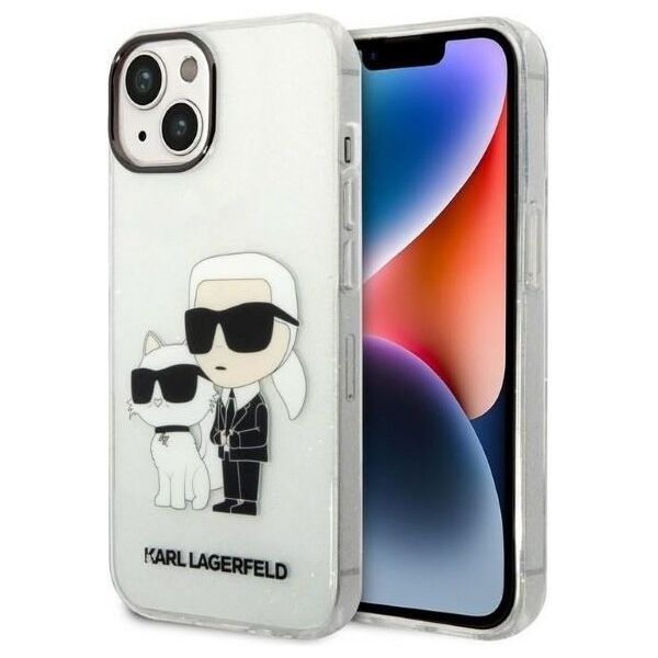 Karl Lagerfeld Glitter Karl&amp;Choupette case for iPhone 14 Plus - transparent