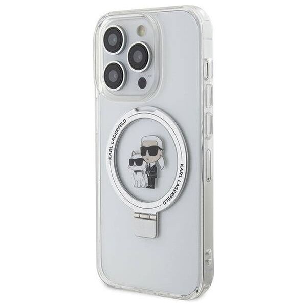 Original Case IPHONE 14 PRO Karl Lagerfeld Hardcase Ring Stand Karl&Choupettte MagSafe (KLHMP14LHMRSKCH) white 3666339168858