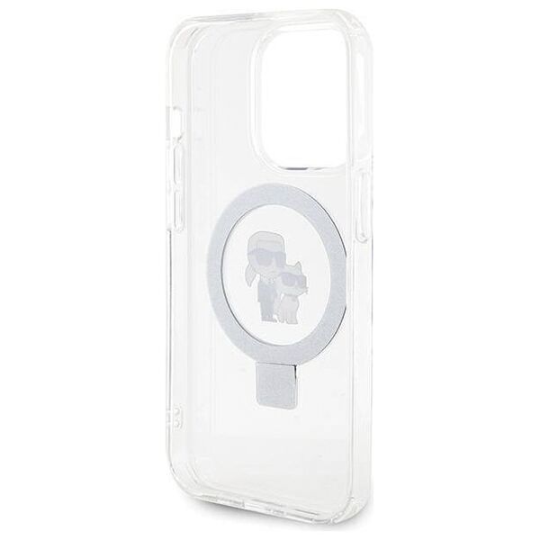 Original Case IPHONE 14 PRO Karl Lagerfeld Hardcase Ring Stand Karl&Choupettte MagSafe (KLHMP14LHMRSKCH) white 3666339168858