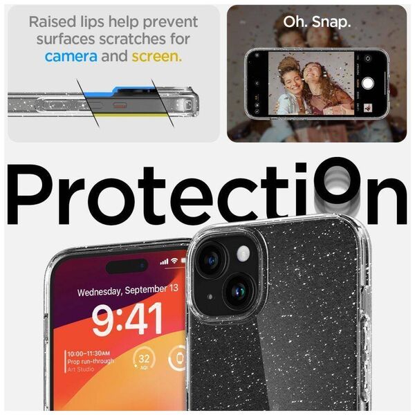 Case APPLE IPHONE 15 PLUS Spigen Liquid Crystal Glitter transparent 8809896749879