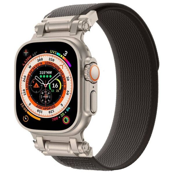 Strap for APPLE WATCH 4 / 5 / 6 / 7 / 8 / 9 / SE / ULTRA 1 / 2 (42 / 44 / 45 / 49 MM) Tech-Protect Nylon Delta black & orange 5906302310579