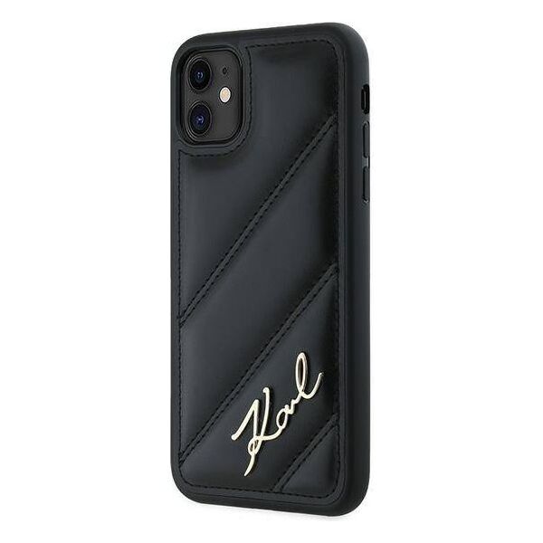Original Case IPHONE 11 / XR Karl Lagerfeld Diagonal Quilted Script (KLHCP13LPQDSMGK) black 3666339252120