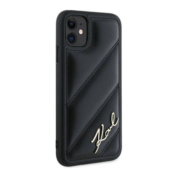Original Case IPHONE 11 / XR Karl Lagerfeld Diagonal Quilted Script (KLHCP13LPQDSMGK) black 3666339252120