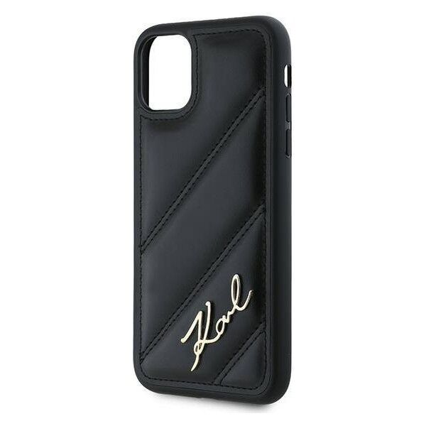 Original Case IPHONE 11 / XR Karl Lagerfeld Diagonal Quilted Script (KLHCP13LPQDSMGK) black 3666339252120