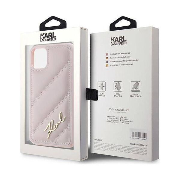 Original Case IPHONE 11 / XR Karl Lagerfeld Diagonal Quilted Script (KLHCP13MPQDSMGK) pink 3666339252403
