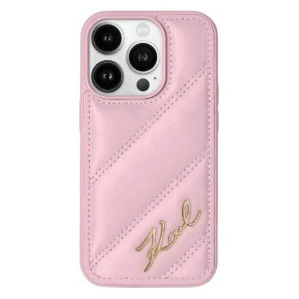 Original Case IPHONE 13 / 14 / 15 Karl Lagerfeld Diagonal Quilted Script (KLHCP14XPQDSMGP) pink 3666339252465