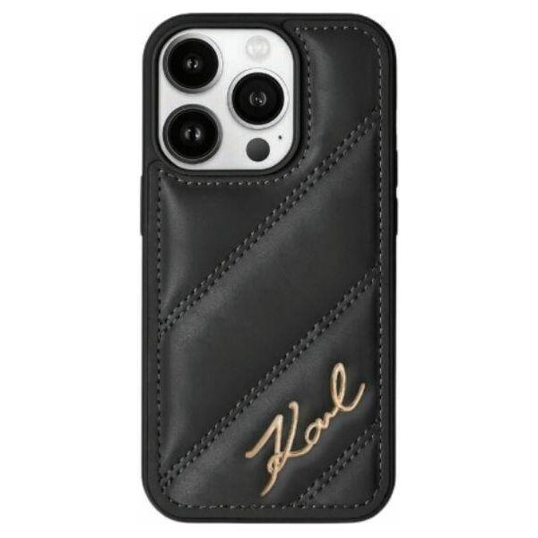 Original Case IPHONE 15 PLUS / 14 PLUS Karl Lagerfeld Diagonal Quilted Script (KLHCP15SPQDSMGK) black 3666339252236