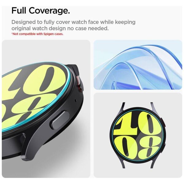 Tempered Glass SAMSUNG GALAXY WATCH 7 (44 MM) Spigen GLAS.TR ”EZ-FIT” 2-PACK Clear 8809971233552