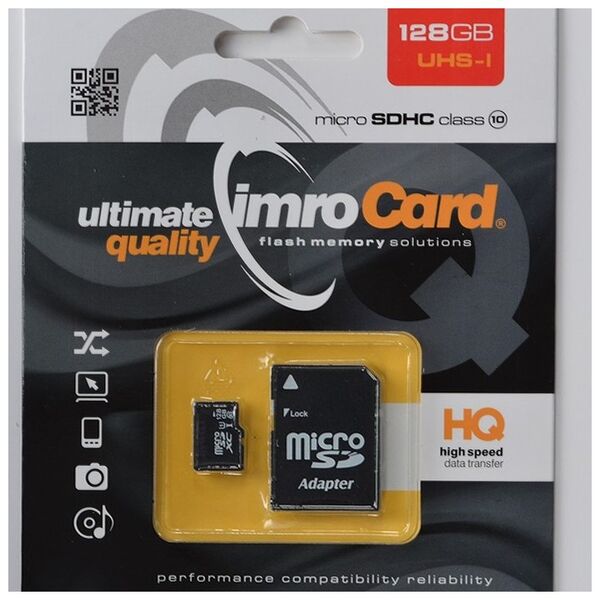 Imro memory card 128GB microSDHC cl. 10 UHS-I + adapter 5902768015492