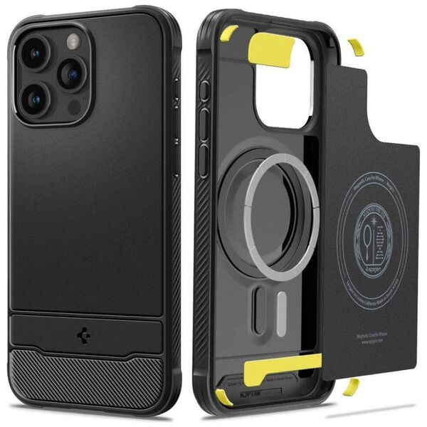 Case APPLE IPHONE 15 PRO MAX Spigen Rugged Armor MagSafe Matte black 8809896749107