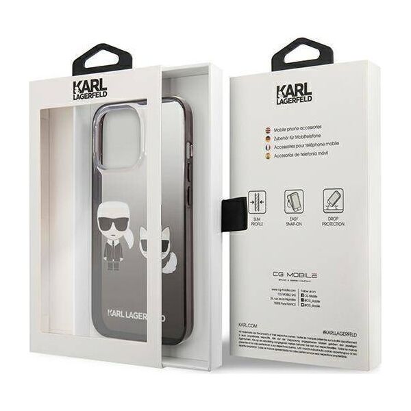 Original Case IPHONE 13 PRO Karl Lagerfeld Hardcase Gradient Ikonik Karl & Choupette (KLHCP13LTGKCK) black 3666339049263