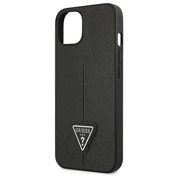 Original Case IPHONE 14 PLUS Guess Hardcase Saffianotriangle Logo (GUHCP14MPSATLK) black 3666339065379