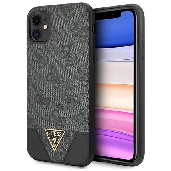 Original Case IPHONE 11 Guess Hardcase 4G Triangle Collection GUHCN61PU4GHBK gray 3666339016272