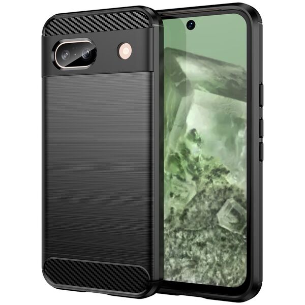 Carbon Case for Google Pixel 8A Flexible Silicone Carbon Cover - Black