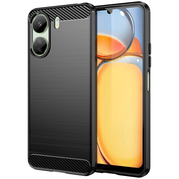 Carbon Case for Xiaomi Redmi 13c Flexible Silicone Carbon Cover - Black