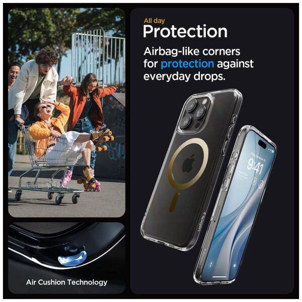 Case APPLE IPHONE 15 PRO MAX Spigen Ultra Hybrid Mag MagSafe Gold transparent 8809896749282