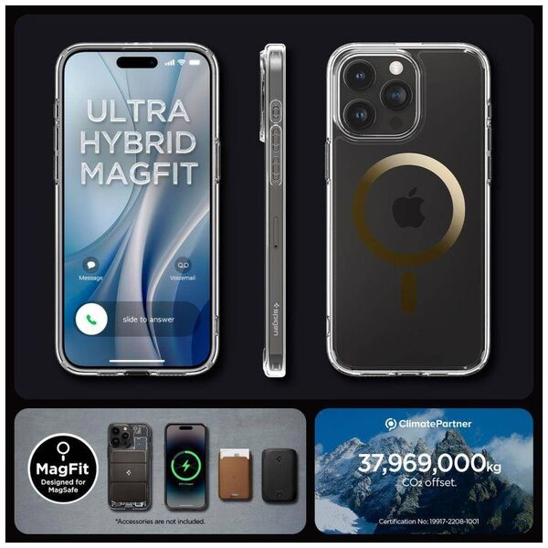 Case APPLE IPHONE 15 PRO MAX Spigen Ultra Hybrid Mag MagSafe Gold transparent 8809896749282