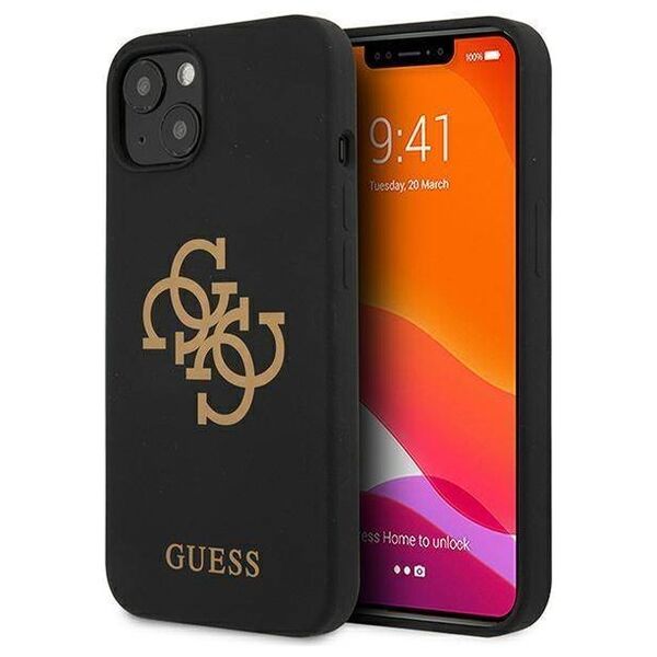 Original Case IPHONE 13 MINI Guess Hard Case Silicone 4G Logo (GUHCP13SLS4GGBK) black 3666339024239