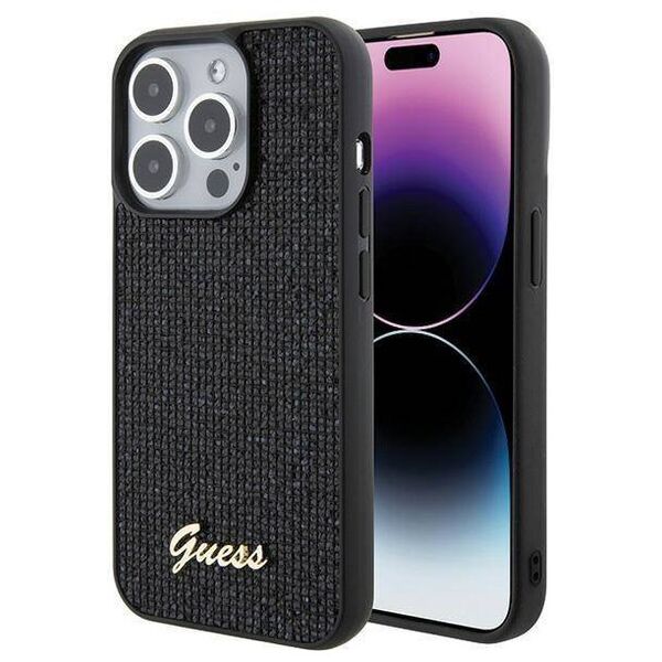 Original Case APPLE IPHONE 15 PRO Guess Hardcase Disco Metal Script (GUHCP15LPMSDGSK) black 3666339173456