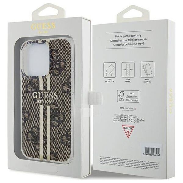 Original Case APPLE IPHONE 15 PRO MAX Guess Hardcase IML 4G Gold Stripe (GUHCP15XH4PSEGW) brown 3666339222857
