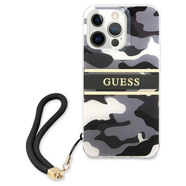Original Case IPHONE 13 PRO Guess Hardcase Camo Strap Collection (GUHCP13LKCABBK) black 3666339023133