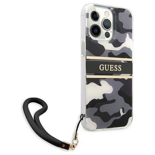 Original Case IPHONE 13 PRO Guess Hardcase Camo Strap Collection (GUHCP13LKCABBK) black 3666339023133