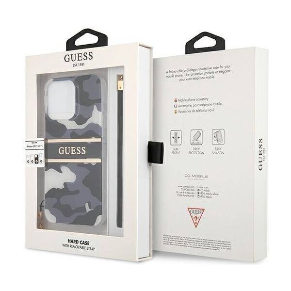 Original Case IPHONE 13 PRO Guess Hardcase Camo Strap Collection (GUHCP13LKCABBK) black 3666339023133