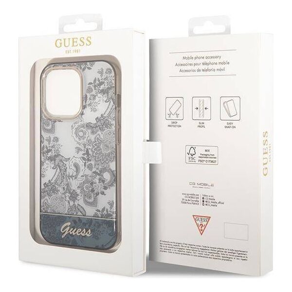 Original Case IPHONE 14 PRO Guess Hardcase Porcelain Collection gray 3666339090722
