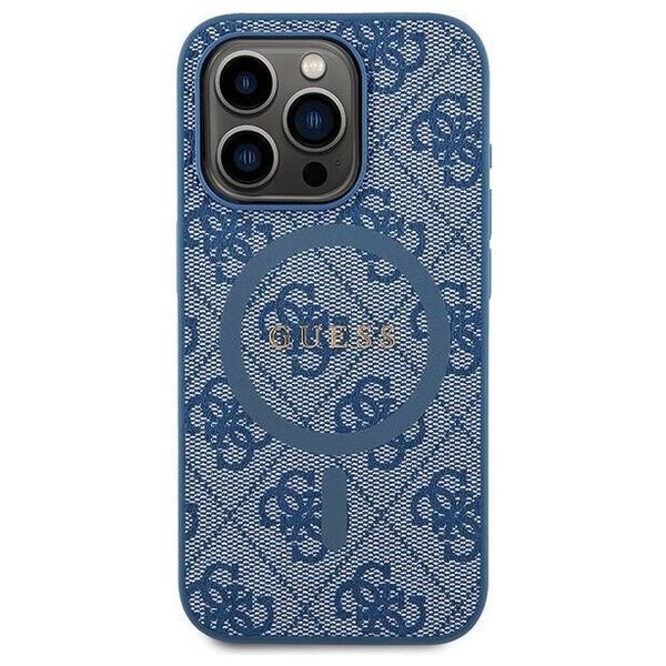 Original Case IPHONE 14 PRO Guess Hardcase 4G Collection Leather Metal Logo MagSafe (GUHMP14LG4GFRB) blue 3666339226589