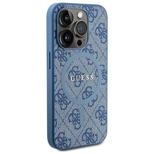 Original Case IPHONE 14 PRO Guess Hardcase 4G Collection Leather Metal Logo MagSafe (GUHMP14LG4GFRB) blue 3666339226589