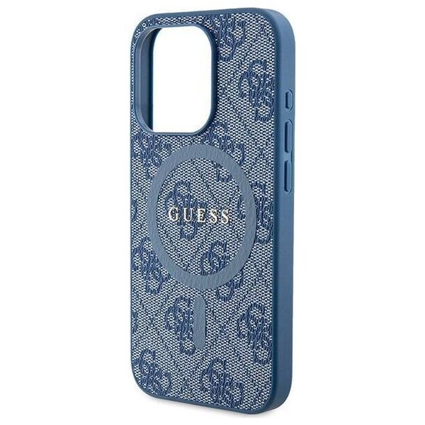 Original Case IPHONE 14 PRO Guess Hardcase 4G Collection Leather Metal Logo MagSafe (GUHMP14LG4GFRB) blue 3666339226589