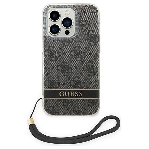 Original Case IPHONE 14 PRO Guess Hardcase 4G Print Strap (GUOHCP14LH4STK) black 3666339093815