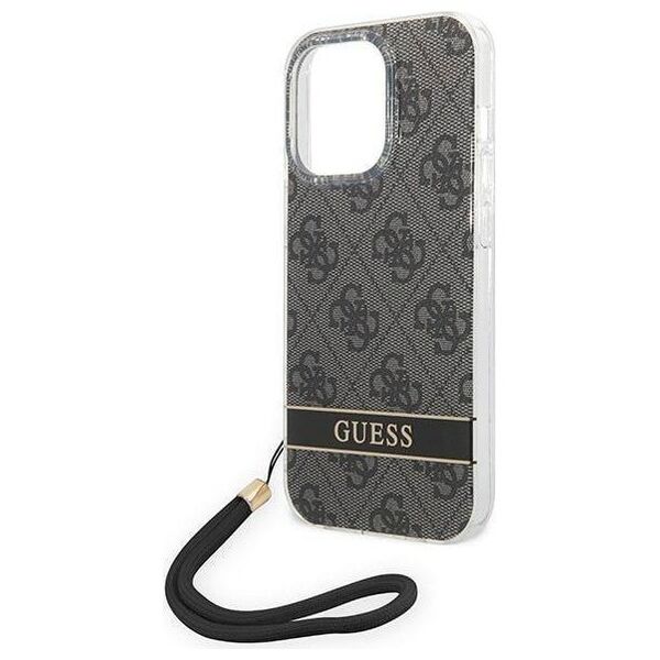 Original Case IPHONE 14 PRO Guess Hardcase 4G Print Strap (GUOHCP14LH4STK) black 3666339093815