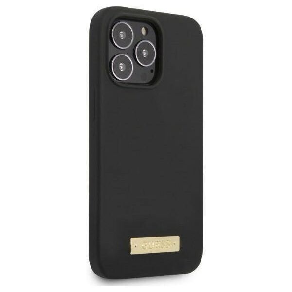 Original Case IPHONE 13 PRO MAX Guess Hard Case Silicone Logo Plate MagSafe (GUHMP13XSPLK) black 3666339056841