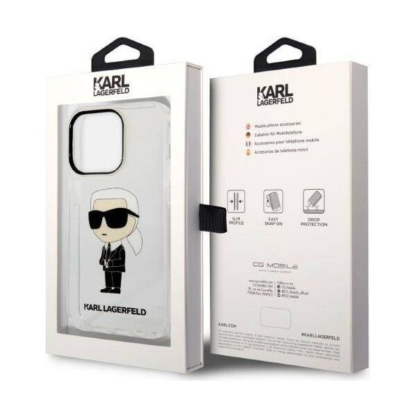 Original Case IPHONE 14 PRO Karl Lagerfeld Hardcase IML NFT Ikonik (KLHCP14LHNIKTCT) transparent 3666339087104