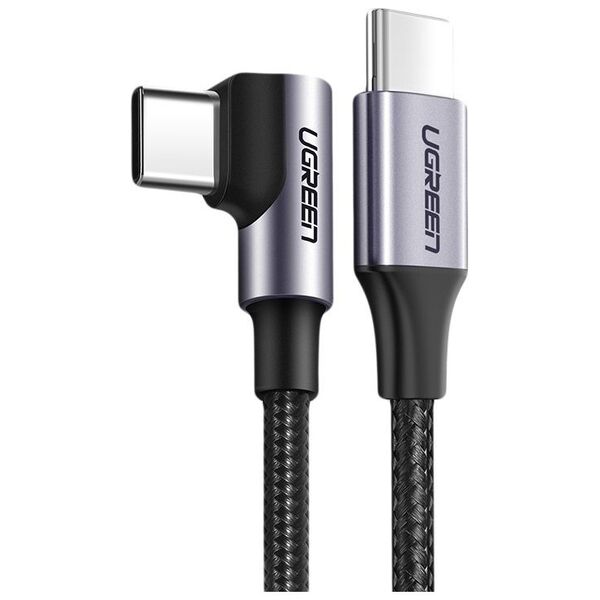 Ugreen US255 50125 USB-C (straight) / USB-C (angled) PD QC cable 60W 3A 2m - gray