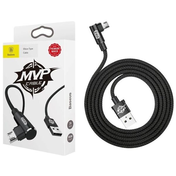 Baseus MVP Elbow Cable USB to micro USB 2A 1m - Black 6953156269545