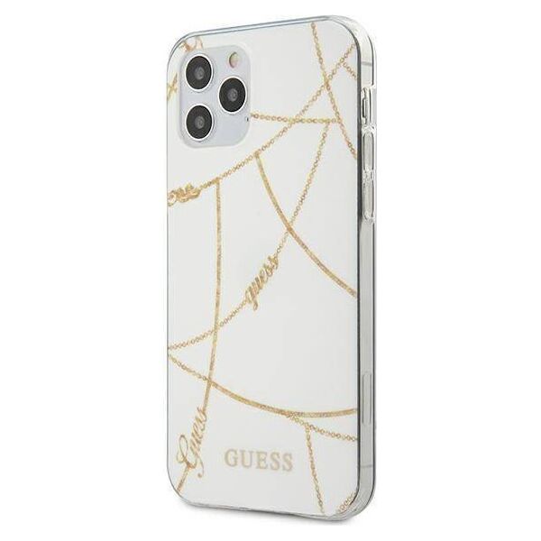 Original Case IPHONE 12 PRO MAX Guess Hardcase Gold Chain Collection (GUHCP12LPCUCHWH) white 3700740481356
