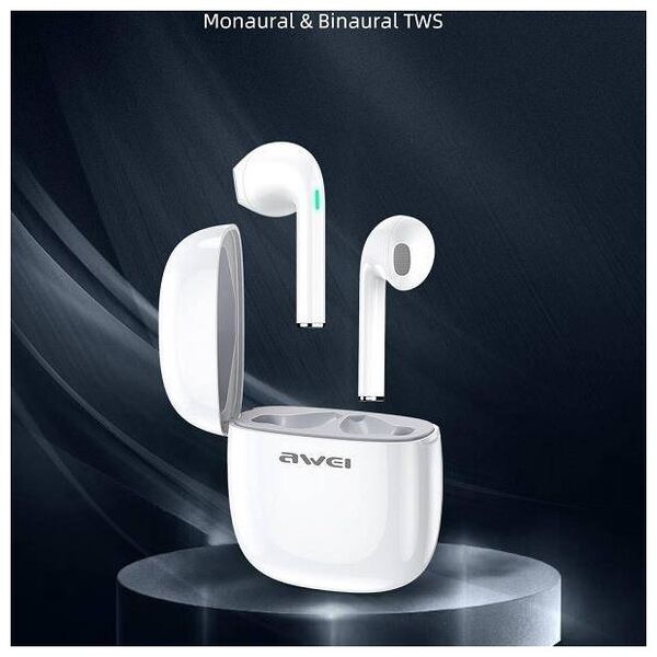 Bluetooth 5.0 TWS Headphones + AWEI Docking Station (T28) white 6954284000444