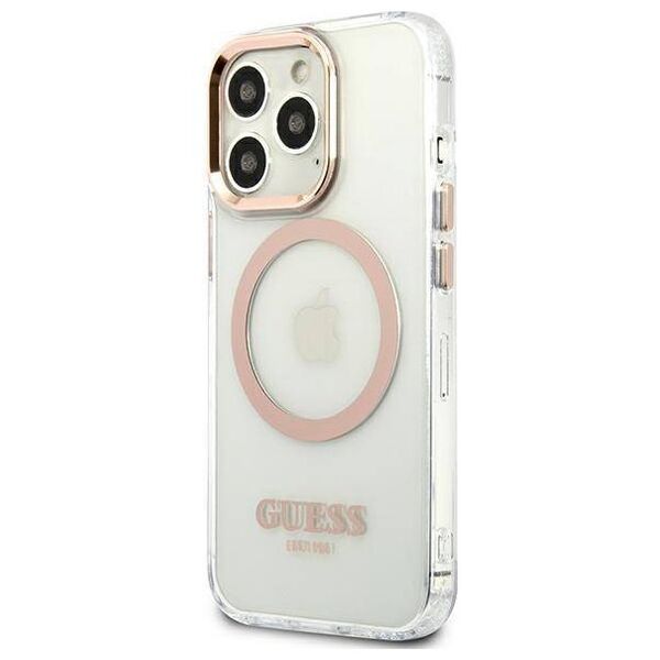 Original Case IPHONE 13 PRO MAX Guess Hard Case Metal Outline Magsafe gold 3666339057169