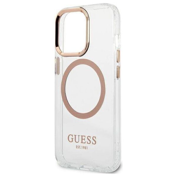 Original Case IPHONE 13 PRO MAX Guess Hard Case Metal Outline Magsafe gold 3666339057169