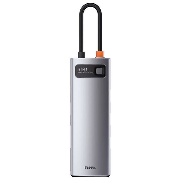 Hub 8in1 Baseus Metal Gleam Series, USB-C to 3x USB 3.0 + HDMI + USB-C PD + Ethernet RJ45 + microSD/SD 6953156204652