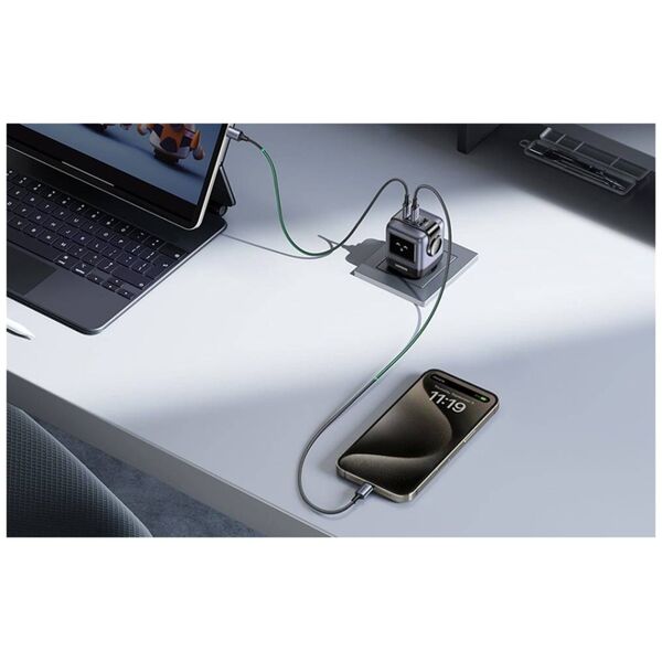Ugreen Nexode RG mains charger (Robot GaN), 2x USB + USB-C, 65W (gray) 6941876236688