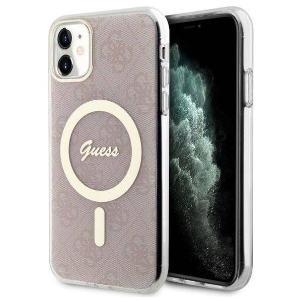 Original Case IPHONE 11 Guess Hardcase 4G MagSafe (GUHMN61H4STP) pink 3666339127343