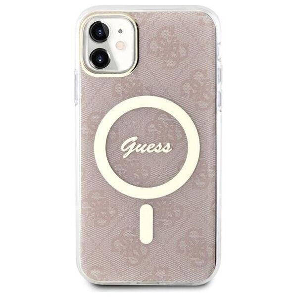 Original Case IPHONE 11 Guess Hardcase 4G MagSafe (GUHMN61H4STP) pink 3666339127343