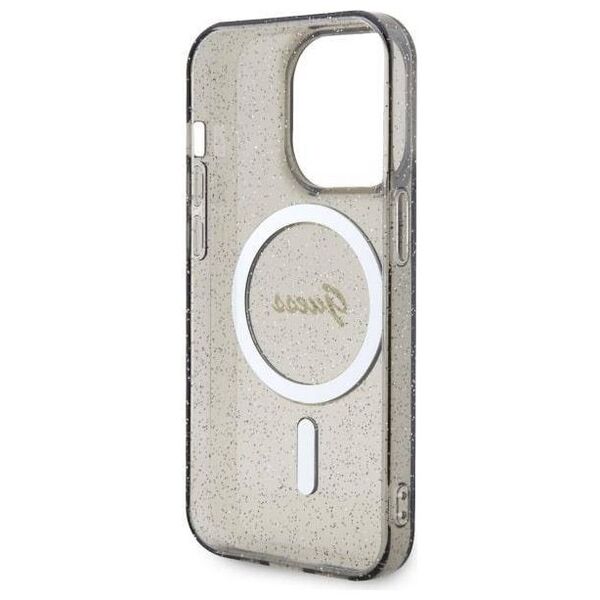 Original Case IPHONE 14 PRO Guess Hardcase Glitter Gold MagSafe (GUHMP14LHCMCGK) black 3666339125585