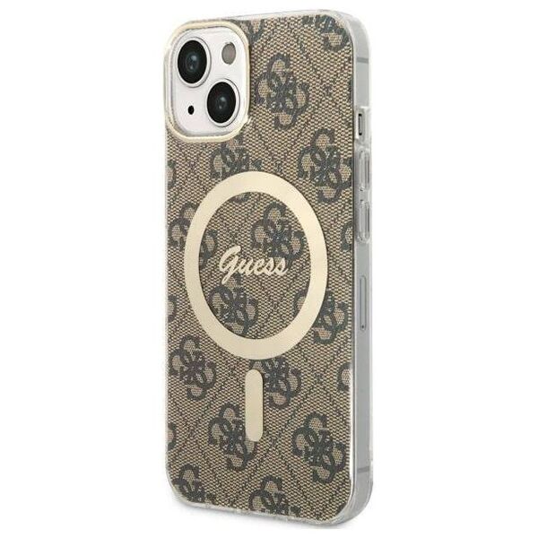 Original Case IPHONE 14 Guess Hardcase 4G Printed Stripe MagSafe (GUHMP14SP4RPSW) brown 3666339119775