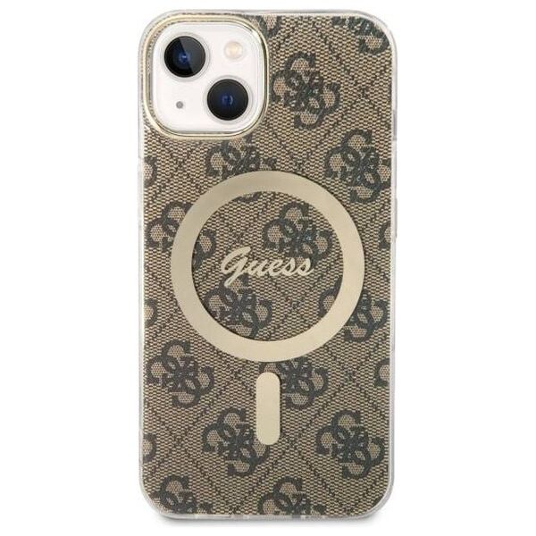 Original Case IPHONE 14 Guess Hardcase 4G Printed Stripe MagSafe (GUHMP14SP4RPSW) brown 3666339119775